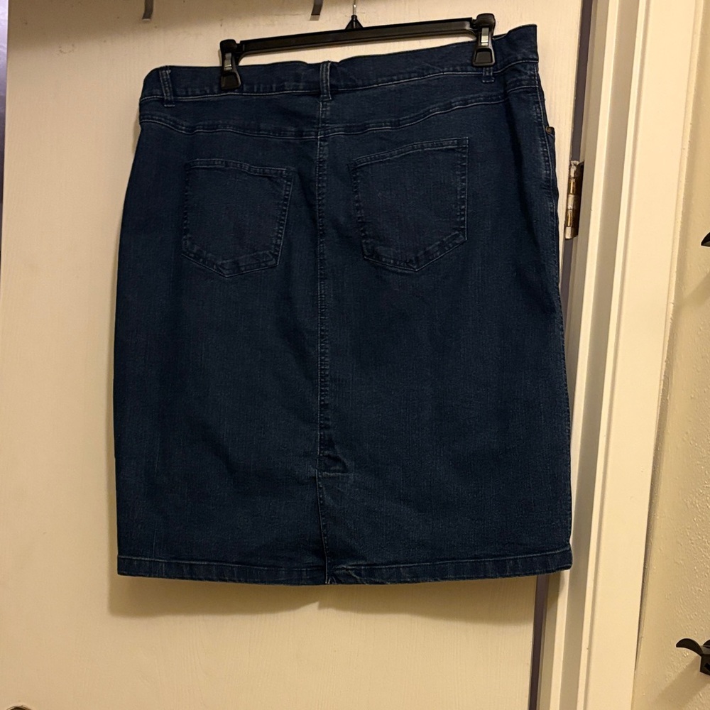 Woman Within Dark Blue Denim Midi Skirt - Picture 4 of 8